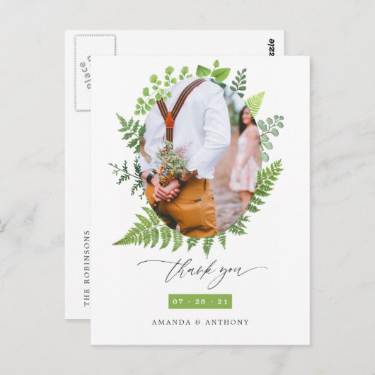 森の緑の結婚式 お礼 ポストカード (正面/裏面)