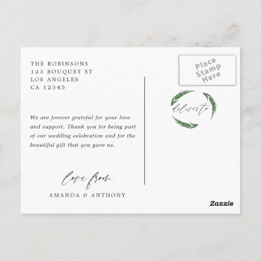 森の緑の結婚式 お礼 ポストカード (裏面)