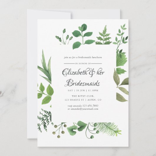 森の緑の花嫁の友人たちとのランチ会 招待状 (正面)