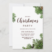 森の緑の茶色のピネコン葉のクリスマス 招待状 (正面)