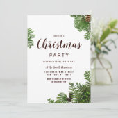 森の緑の茶色のピネコン葉のクリスマス 招待状 (スタンド正面)