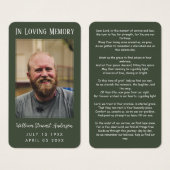 森の緑の葬儀記念祈りの言葉フォトカード (正面&裏面)