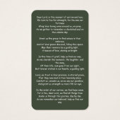 森の緑の葬儀記念祈りの言葉フォトカード (裏面)