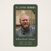 森の緑の葬儀記念祈りの言葉フォトカード (正面)