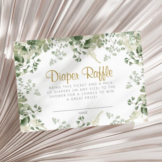 森の緑の赤ちゃんシャワーおむつラッフルカード エンクロージャーカード