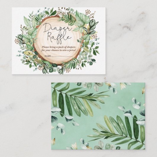 森の緑の赤素朴ちゃんシャワーおむつラッフル エンクロージャーカード (正面/裏面)