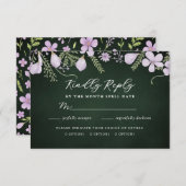 森の緑の野生の花とシダ 出欠カード (正面/裏面)