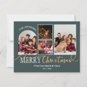 森の緑の金ゴールドスクリプトクリスマスコラージュモダン シーズンカード (正面)