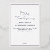 森の緑の金ゴールドフォイル感謝祭の家族の写真 箔シーズンカード (裏面)