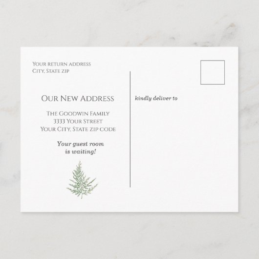 森の緑の首の動く発表 ポストカード (裏面)