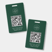 森の緑のQRコードカスタム企業ロゴ バッジ (正面＆裏面)