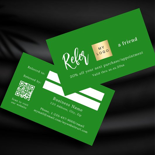 森の緑のqrコードビジネスロゴ紹介カード 割引カード