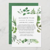 森の緑を生かしたウッドランドスタイルのウェディング　縮小したゲストリストのお知らせカード 案内状 (正面/裏面)