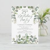 森の緑シードされたユーカリ25th誕生日パーティー 招待状 (スタンド正面)