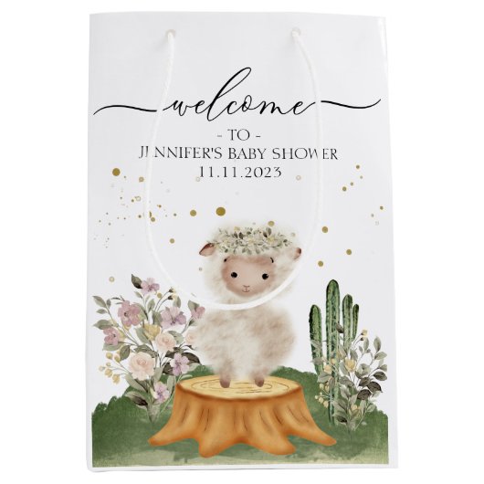 森の羊のパステルアーストーンギフト ミディアムペーパーバッグ (正面)