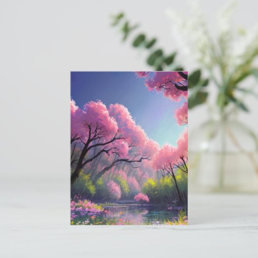 森の美しいの中の古代の川の恵み ポストカード (スタンド正面)