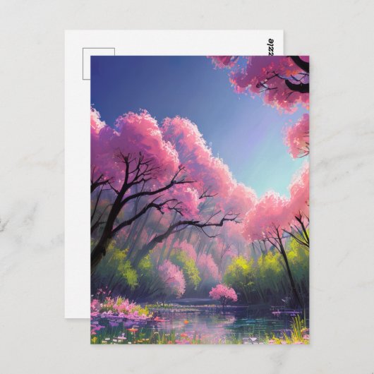 森の美しいの中の古代の川の恵み ポストカード (正面/裏面)