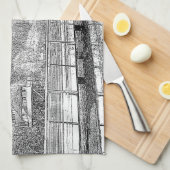 森の美しいスケッチ キッチンタオル (四つ折り)