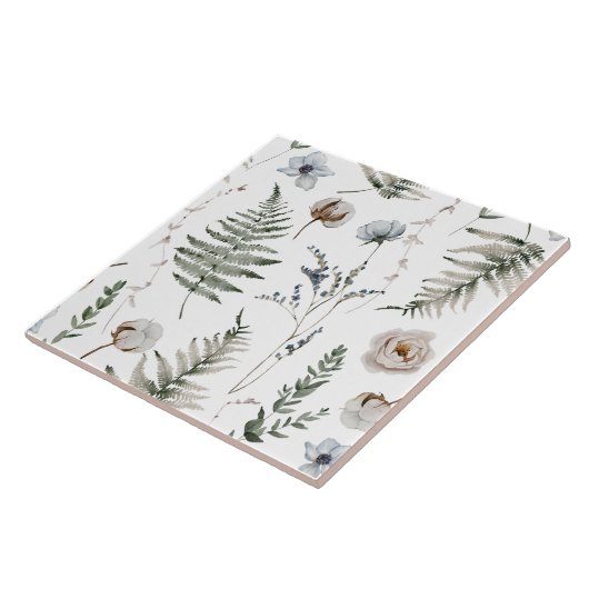 森の花とシダ離れフローラ植物学 タイル (側面)