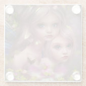 森の花の中の妖精の姉妹 ガラスコースター (裏面)