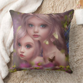 森の花の中の妖精の姉妹 クッション (ブランケット)