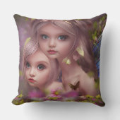森の花の中の妖精の姉妹 クッション (正面)