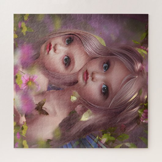 森の花の中の妖精の姉妹 ジグソーパズル (横)