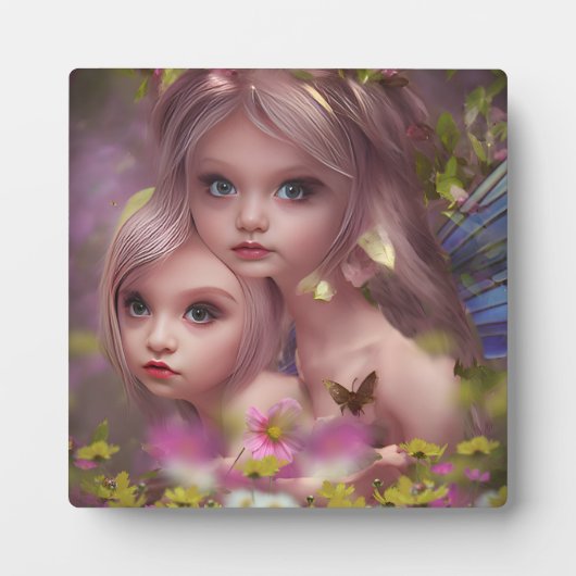 森の花の中の妖精の姉妹 フォトプラーク (正面)