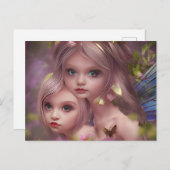 森の花の中の妖精の姉妹 ポストカード (正面/裏面)