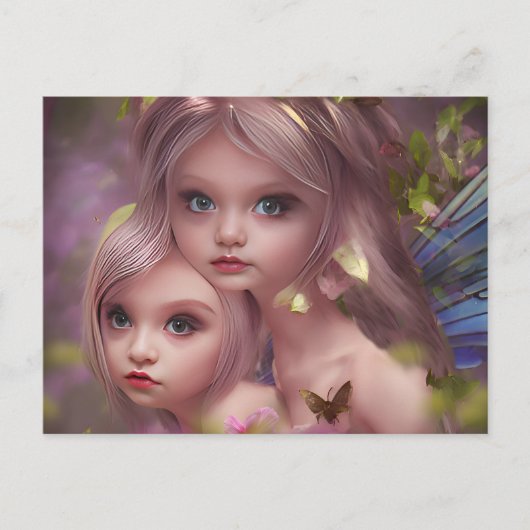 森の花の中の妖精の姉妹 ポストカード (正面)