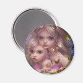 森の花の中の妖精の姉妹 マグネット (正面/裏面)