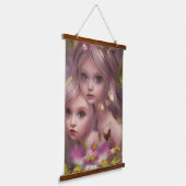 森の花の中の妖精の姉妹 吊り下げ型タペストリー (傾斜あり)