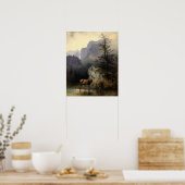 森の芸術で鹿鹿とシカ ポスター (キッチン)