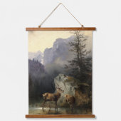 森の芸術で鹿鹿とシカ 吊り下げ型タペストリー (正面)