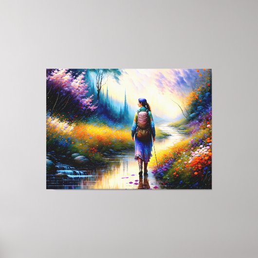 森の芸術作品の中を歩く キャンバスプリント (正面)