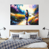 森の芸術作品の中を歩く キャンバスプリント (インサイチュ (寝室))