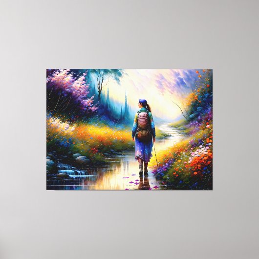 森の芸術作品の中を歩く キャンバスプリント (正面)