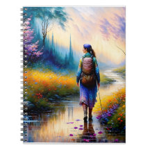 森の芸術作品の中を歩く