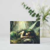 森の苔むした畑で眠っている美しい妖精 ポストカード (スタンド正面)