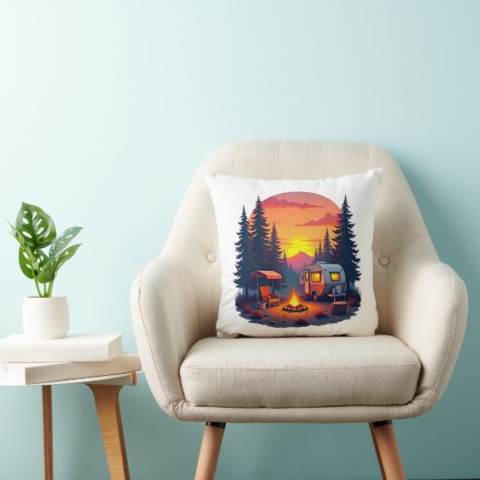 森の荒野の夕日にキャンプ クッション (椅子)