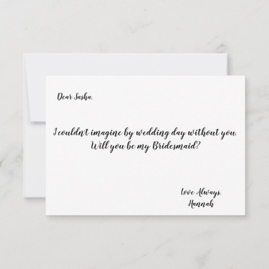 森の葉は私の花嫁の提案になる 招待状 (裏面)