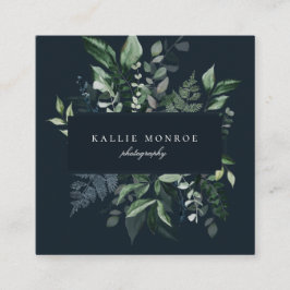 森の葉エレガントのフレーム濃い青 スクエア名刺