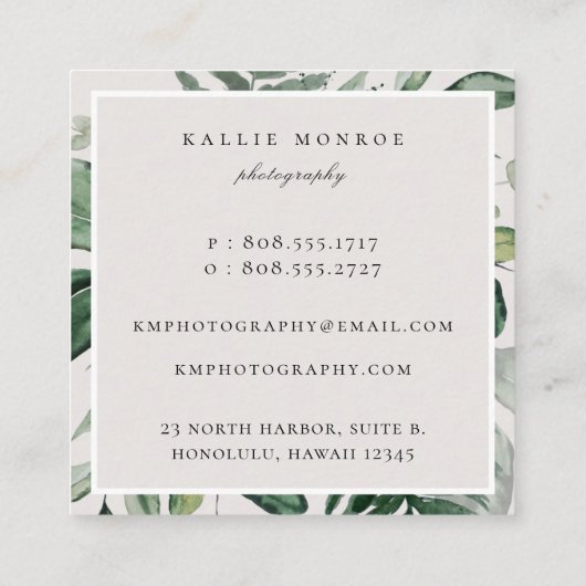 森の葉エレガントのフレーム スクエア名刺 (裏面)