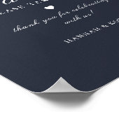 森の葉ネイビーブルー結婚の好意のサイン ポスター (角)