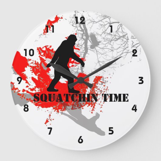 森の行ったSquatchinビッグフット ラージ壁時計 (正面)