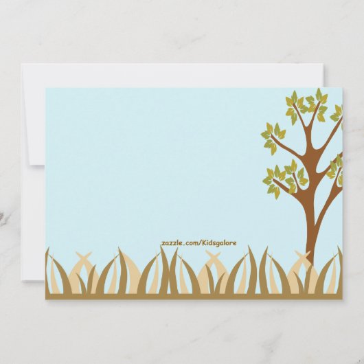 森の誕生日の招待状の男の子の狩り 招待状 (裏面)