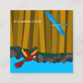 森の誕生日パーティーでエキゾチックなパロッツ エンクロージャーカード (裏面)