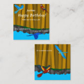 森の誕生日パーティーでエキゾチックなパロッツ エンクロージャーカード (正面/裏面)