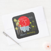 森の誕生日パーティーで象の家族の好意 スクエアシール (封筒)