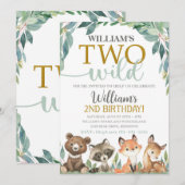 森の誕生日招待状　ツー・ワイルド・招待 招待状 (正面/裏面)